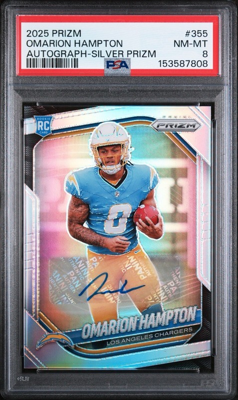 2025 Prizm Silver Rookie Auto Omarion Hampton PSA 8