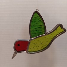 Vtg Stained Glass Humming Bird Sun Catcher