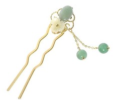 Jade Flower Hair Stick Retro U Shape Hair Pin Hanfu Hair Accessories 3.5 Inch