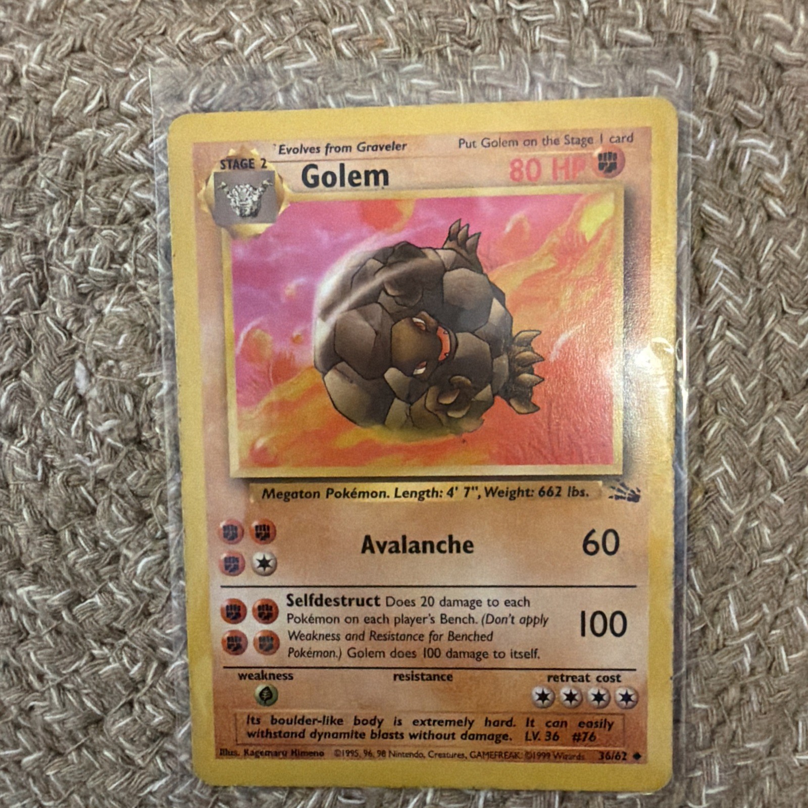 Golem 36/62 Uncommon 1st edition Fossil Pokemon NM