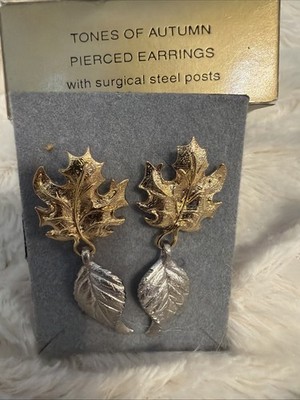 Avon  Tones Of Autumn  Pierced Earrings Two-Tone NOS