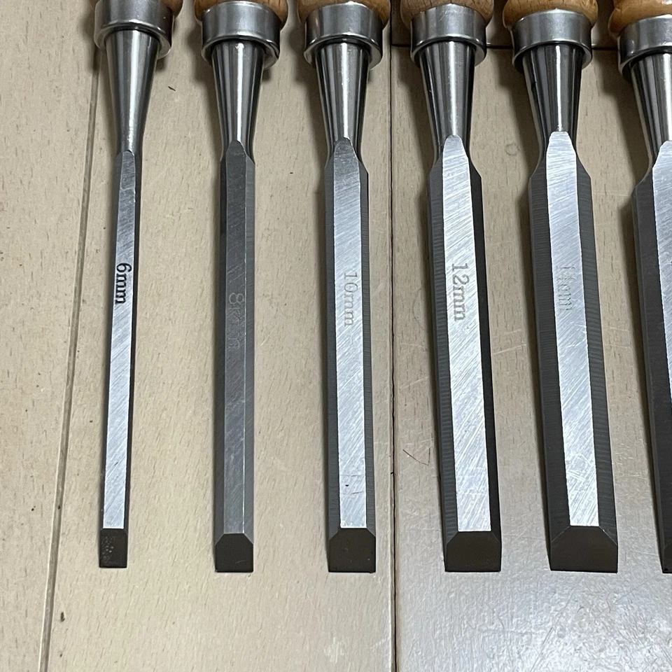 Juego de 12 cinceles japoneses vintage NOMI carpintería japonesa herramientas para carpintería Japón Foto 2 de 4