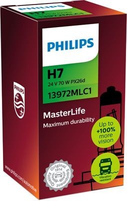 PHILIPS MasterLife 13972MLC1 Bulb, spotlight H7 24V 70W PX26d, Halogen
