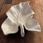 Vintage Ivory Cream White Hull Caladium Leaf Bowl Centerpiece 1963 Mcm Decor VGC