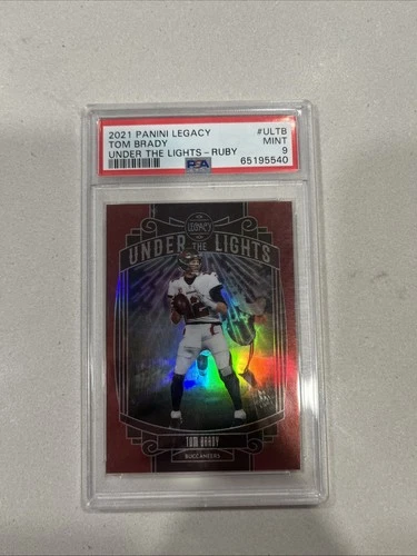 2021 Panini Legacy Under the Lights Tom Brady Ruby COLOR MATCH /50 PSA 9