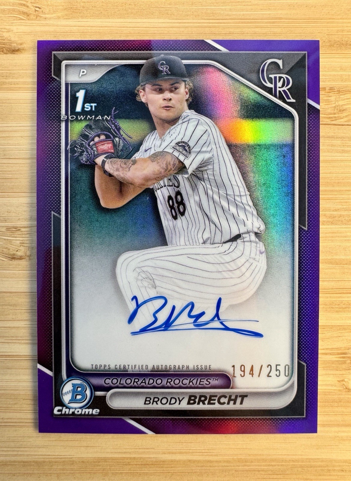 2024 Bowman Draft Chrome 1st Auto Brody Brecht #CPA-BBR Purple Refractor /250