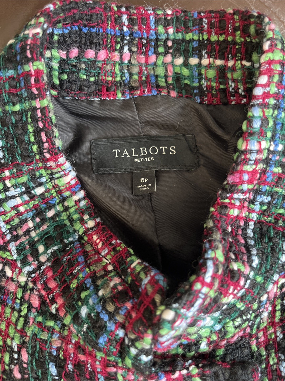 TALBOTS Blazer Jacket black/multicolor plaid twee… - image 2