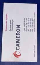 Vintage Oilfield Business Card Cameron Measurement Systems Odessa Texas Flow Rts
