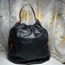 Marc Jacobs Hobo Bag Black Brown Drawstring Accent Inner Pockets Top Handle