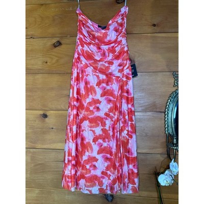 Lulus Chania Pink Multi Abstract Strapless Midi Dess Cruise Resort Party Medium