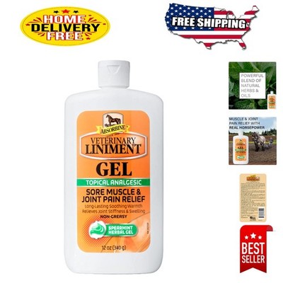 Absorbine 12oz Veterinary Liniment Gel for Horse Pain Relief - Spearmint Scent