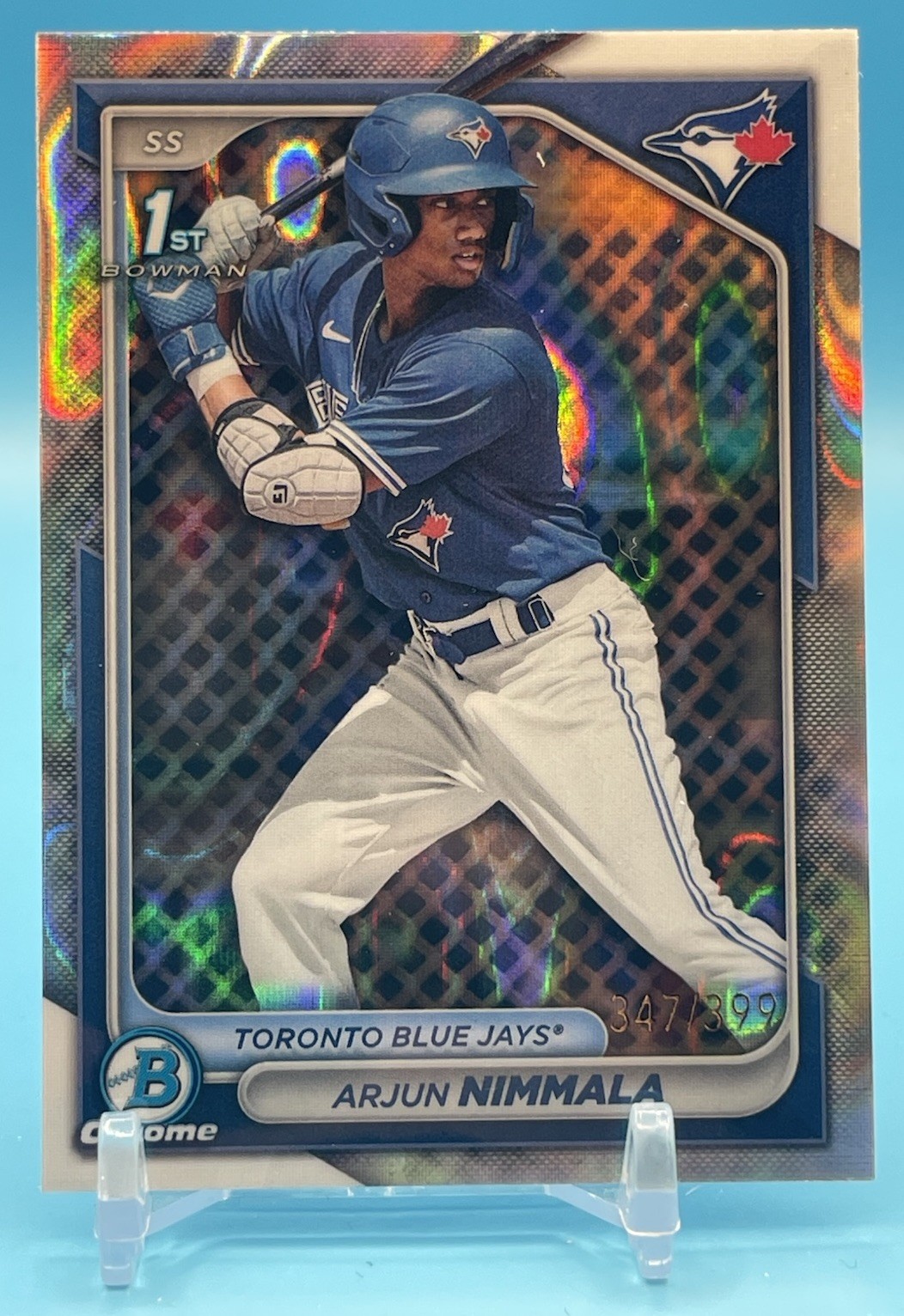 Arjun Nimmala /399 Lava Refractor 2024 Bowman Chrome 1st #BCP-142 Blue Jays