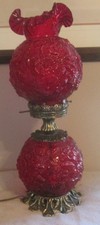Fenton Ruby Red Poppy Glass Gone With the Wind Hurricane Lamp 23” TALL