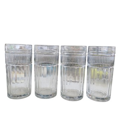 Vintage Anchor Hocking Ribbed Tumblers 6'' Tall  x 3'' Diameter 16 Ounces Set of 4