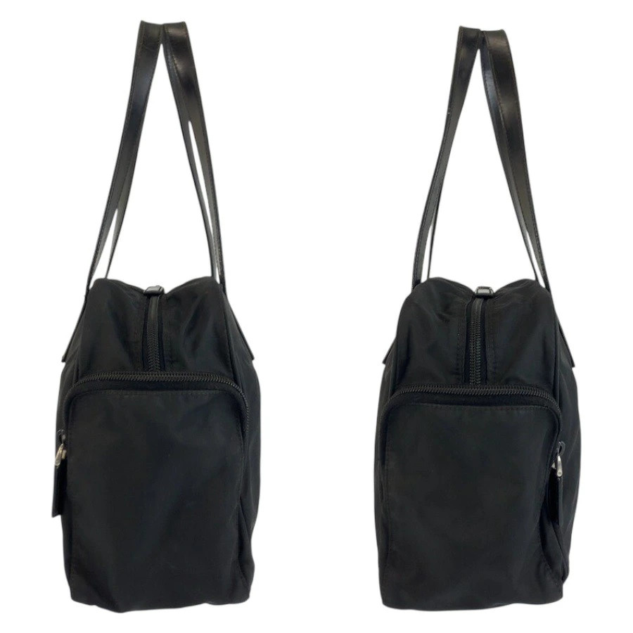 Prada Testu Triangular Logo Plate Black Silver Hardware Nylon Handbag Tote Bag L — image 8