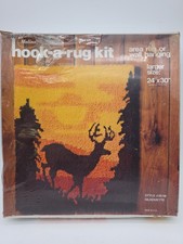 Vintage Malina Hook a Rug Latch Hook Kit  28/08 New Deer Silhouette 24" x 30"