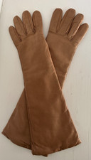 Vintage 1985 Vintage Leather Cashmere Lined Camel Gloves 7  7.5 / 15" 14.75" 
