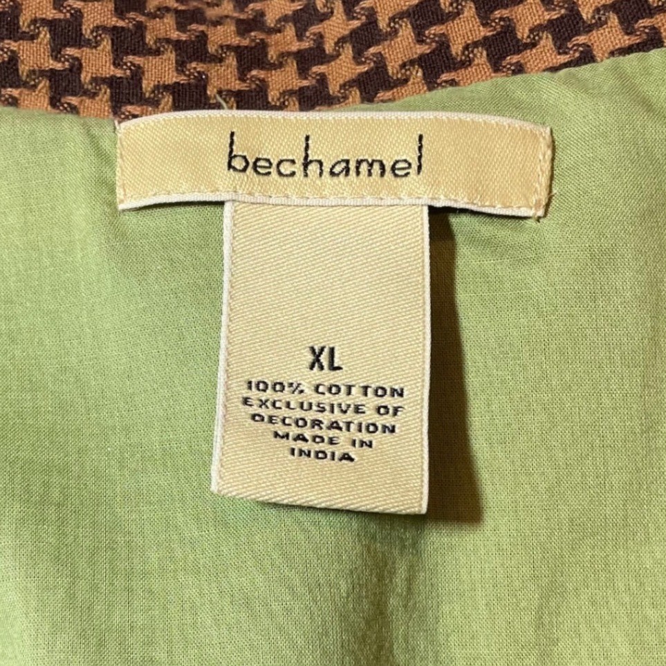 Bechamel Brown Houndstooth Patchwork Embroidered … - image 4