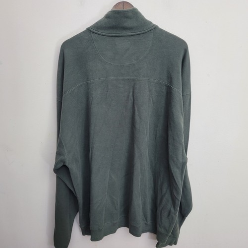 Bungalow Brands Mens Sweater XXL Green Knit 1/4 Zip Pullover Long Sleeve Cotton - Picture 6 of 7