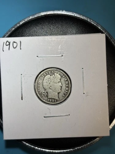 1901-P Philadelphia Mint Barber Dime 90% Silver Good Condition!! Coin