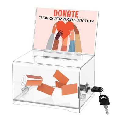 Acrylic Donation Box Multipurpose Suggestion Box with Lock and Sign Holder