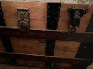 Vintage Antique Steamer Wooden , Iron Leather &, RARE Great Condition