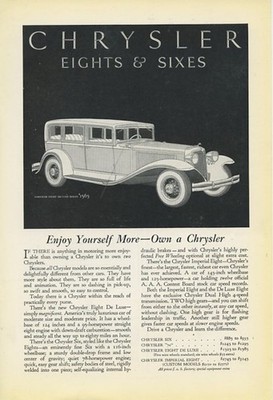 Chrysler Enjoy Yourself More Own a Chrysler 1931 Vintage Ad 