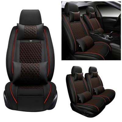 Car Seat Covers for Lexus 2-seats Headrest+Pillows Cushion 1001 Black Red