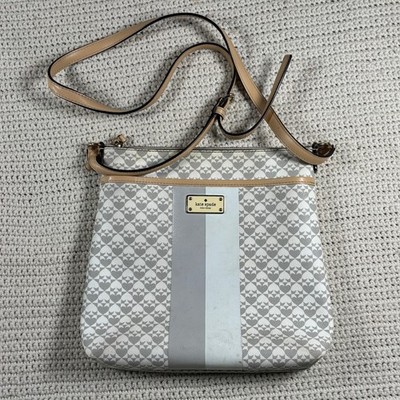 Kate Spade New York Penn Place Keisha Crossbody Bag Gray Leather Trim Geo Print