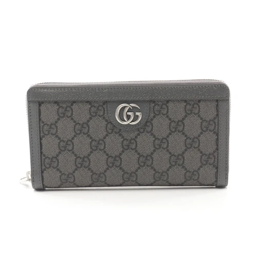【Portefeuille】GUCCI Ophidia GG Supreme Portefeuille Rond Fermeture Éclair Long PVC Cuir Gris Gucci