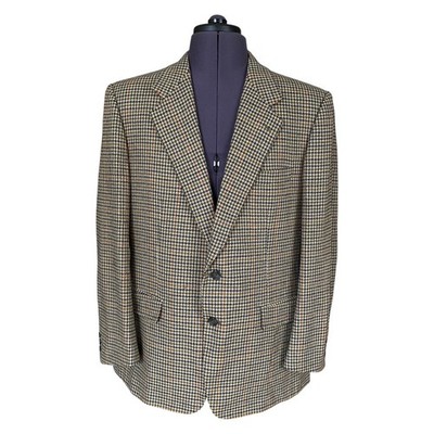 Burberry s Blazer Hahnentritt Grün Kariert Wolle Kaschmir 2 Knopf Herren 42R