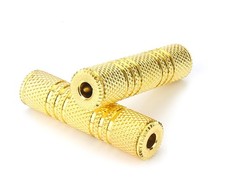2 PCS Gold Plated 3.5mm Coupler 1/8" TRS/TS Female To Female Stereo Adapter