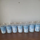 Jeanette Glass Hellenic Wedgwood Blue Grecian Vintage Ribbed Glasses ~~ Set of 7