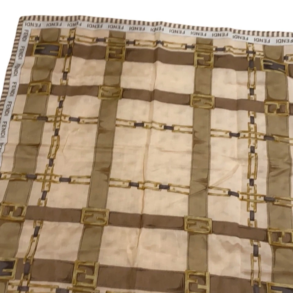 FENDI FF logo Brown and Gold Handkerchief - Image 3 of 4