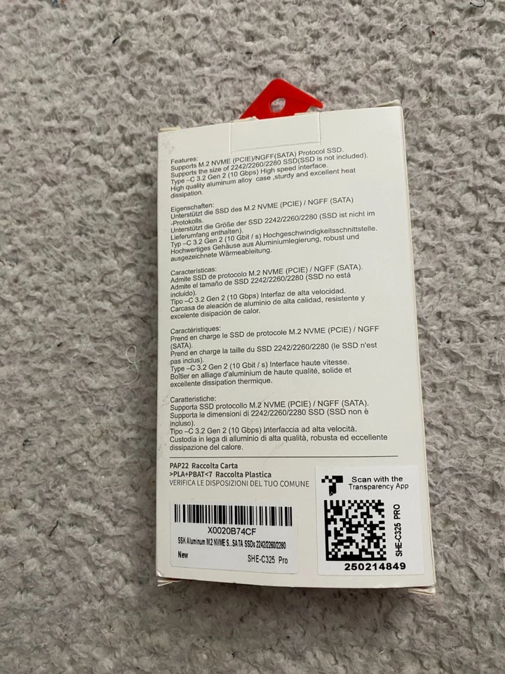 SSK SHE-C325 Pro USB3.2 Gen2 NVME SATA M.2 SSD Enclosure (SSD Not Included) - Image 3 of 4