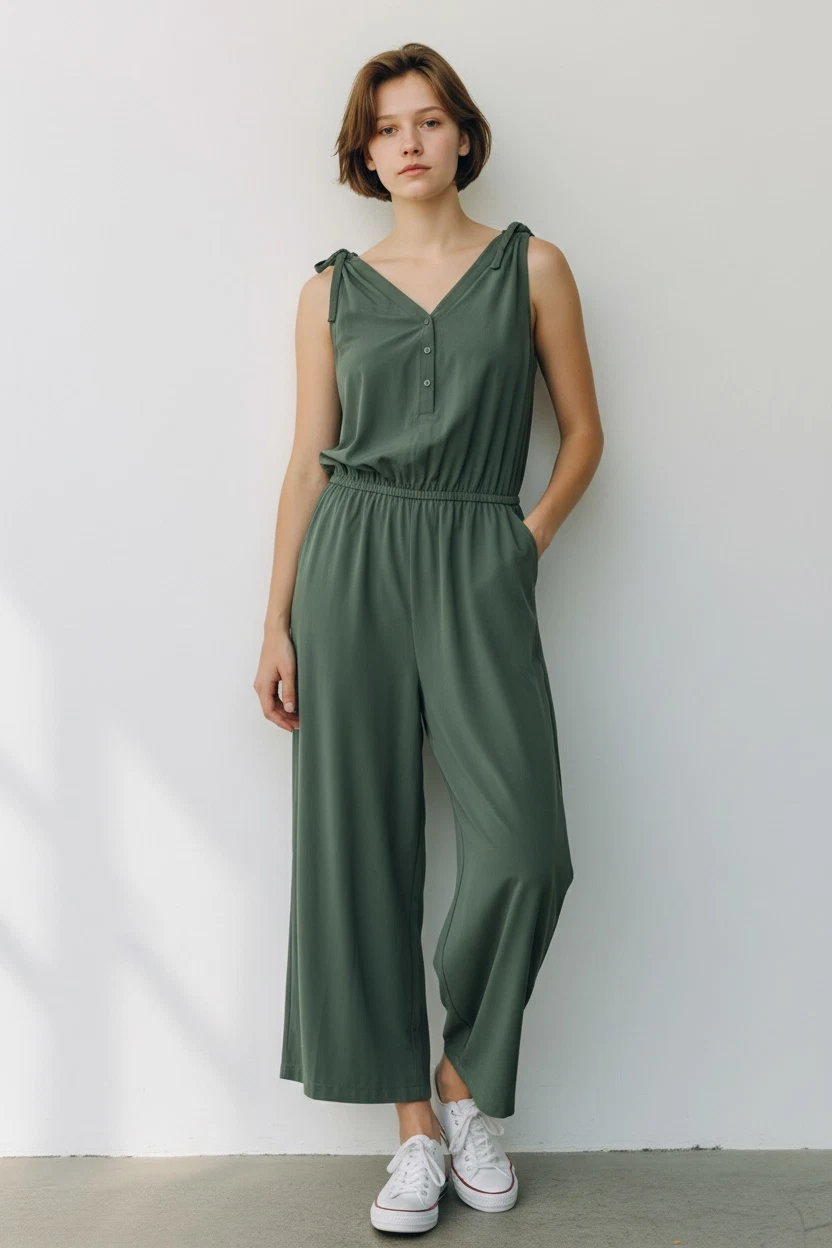 The North Face Women’s Medium Olive Wide Leg Utility Jumpsuit Outdoor