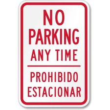 No Parking Sign Aluminum Weatherproof Bilingual Outdoor Durable Metal