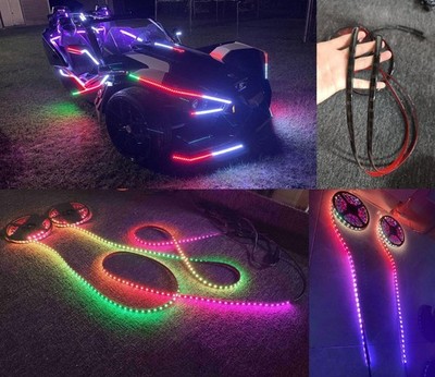 4PCS 6.5FT Single Row Tinted RGB CHASING Light Strips for Slingshot APP+Remote
