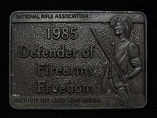 NG25110 VINTAGE 1985 DEFENDER OF FIREARMS FREEDOM  NAT'L RIFLE ASSOC. BUCKLE
