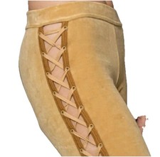 Puma Fenty By Rihanna Side Lace Leggings Velour Tan Womens XS