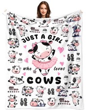 Cow Blanket Gifts Soft Cozy Flannel Print Throw Birthday Decor 50x40 Inch