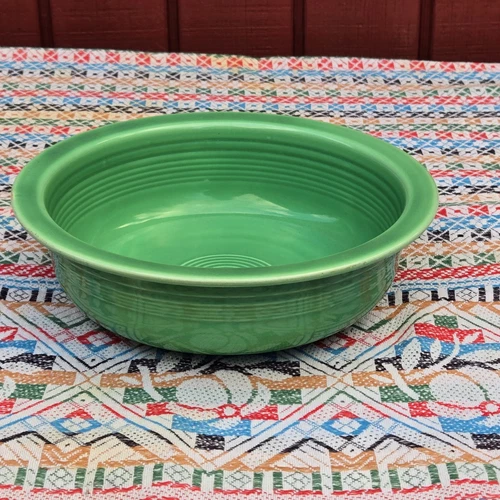 Vintage Fiesta Serving Bowl Large 8.5 Inch Green 1940s Homer Laughlin 