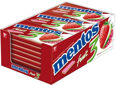 Mentos Gum 3 Fruit Erdbeere Apfel Himbeere Kaugummi 12 Packungen | eBay