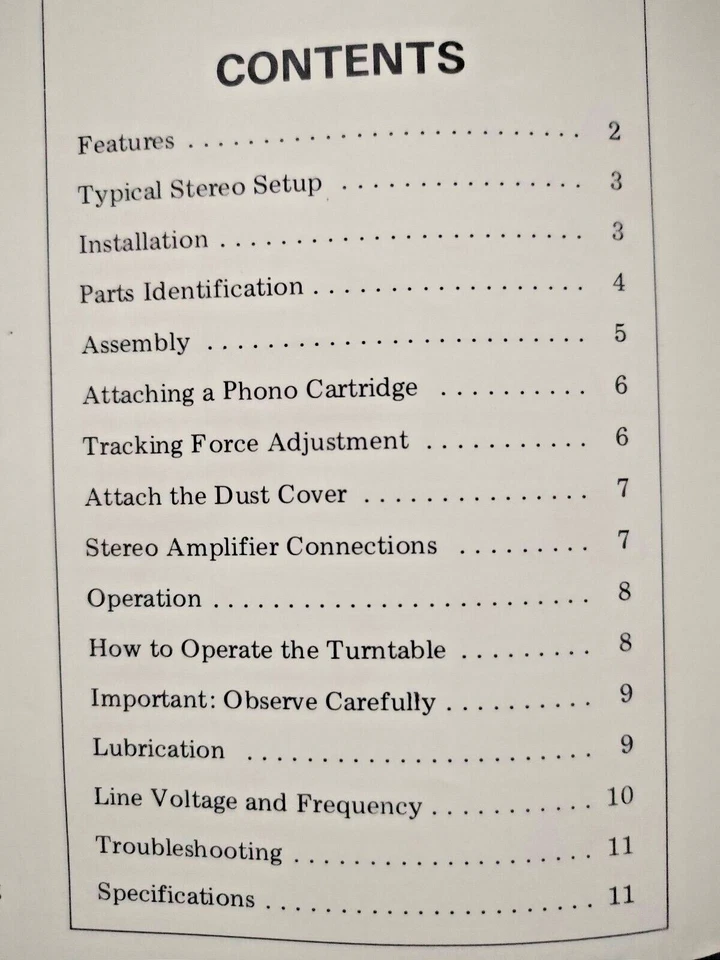 PIONEER PL 10 Stereo Turntable  ISTRUZIONI  in inglese (+ 2 pagine in italiano) - Immagine 2 di 4
