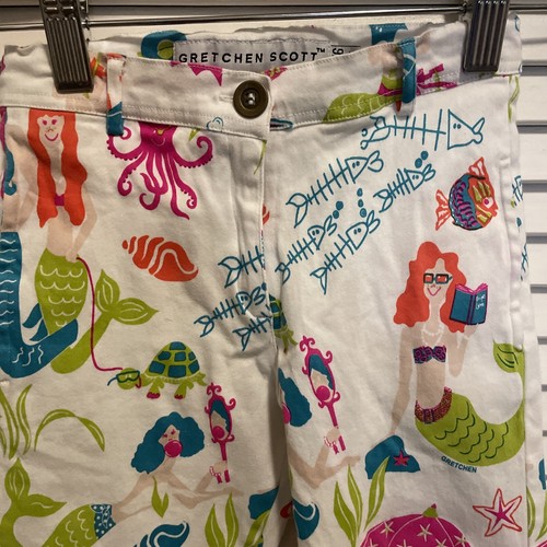 Gretchen Scott Girls Pants Size 4/6 Mermaids & Seahorses Beach Summer - Picture 2 of 9