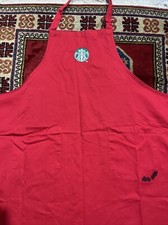 Starbucks Logo Apron Coffee Holiday Barista 2 Pockets Adjustable Strap Red B2