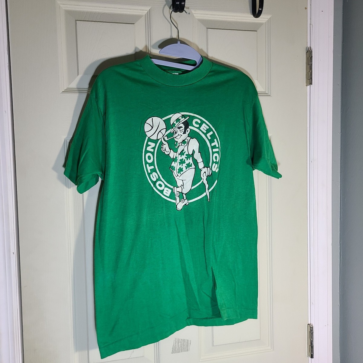 Vintage Boston Celtics 80s Shirt sz L Green NBA Single Stitch 