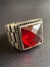 925 Sterling Silver Ring Orangish Red Ruby Ring Handcrafted Ring Size 8 US