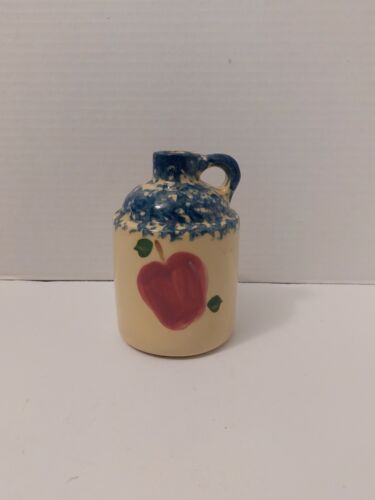 Roseville Keramik alpiner Topfkrug mit Apfel drauf, rustikales Bauernhausdekor  - Bild 1 von 5