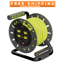 Masterplug 50ft 4 Socket Extension Cord Reel With Wall Mount 13A